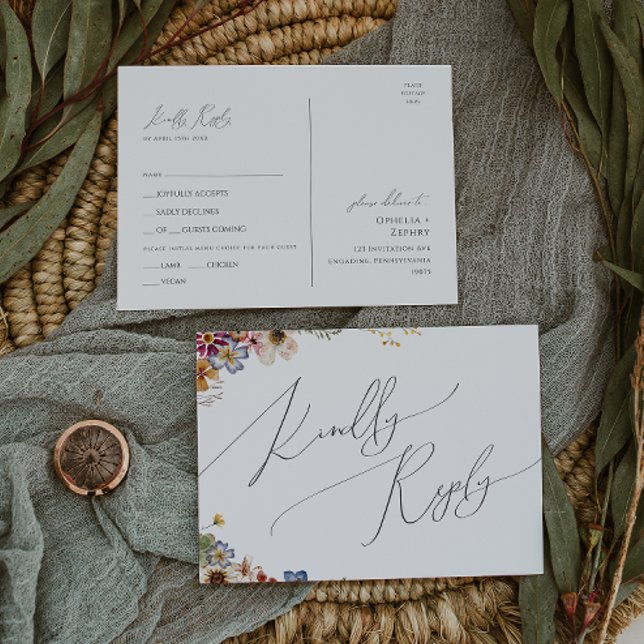 Colourful Wildflower | Menu Choice RSVP Postcard (Creator Uploaded)