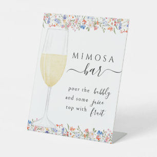 Colourful Wildflower Mimosa Bar Bridal Shower Pedestal Sign