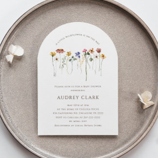 Colourful Wildflower On The Way | Arch Baby Shower Invitation