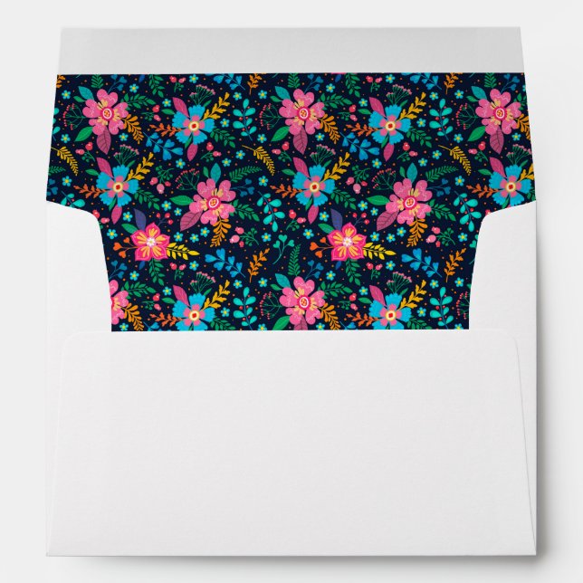 Colourful Wildflower Pattern Custom Return Address Envelope (Back (Bottom))