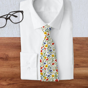 Colourful Wildflower Pattern Elegant Summer Floral Tie