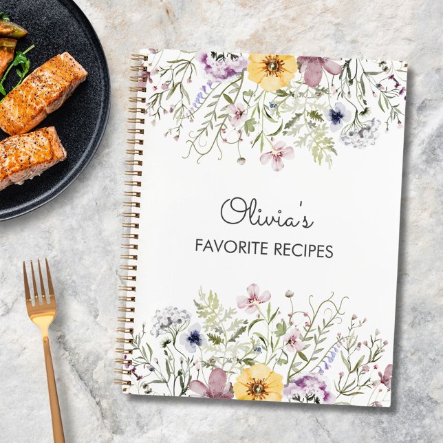 Colourful Wildflower Personalized Recipe Book (In situ)
