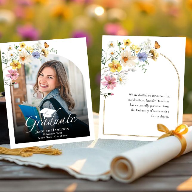 Colourful Wildflower Photo Graduation Announcement (Creator Uploaded)