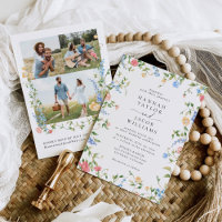 Colourful Wildflower Photo QR Code RSVP Wedding