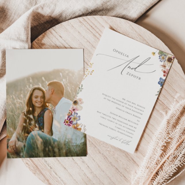 Colourful Wildflower | Photo Traditional Wedding Invitation (Creator Uploaded)