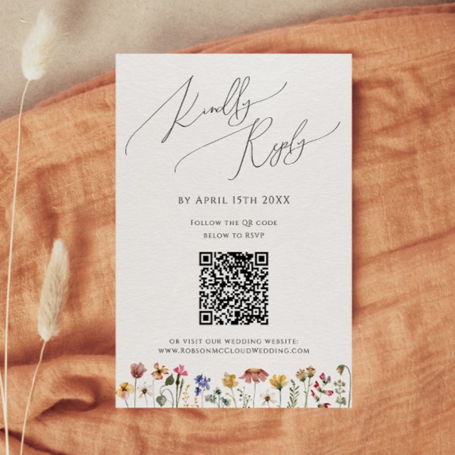 Colourful Wildflower | QR Code RSVP Card (Creator Uploaded)