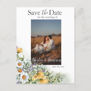 Colourful Wildflower Save the Date Photo Postcard