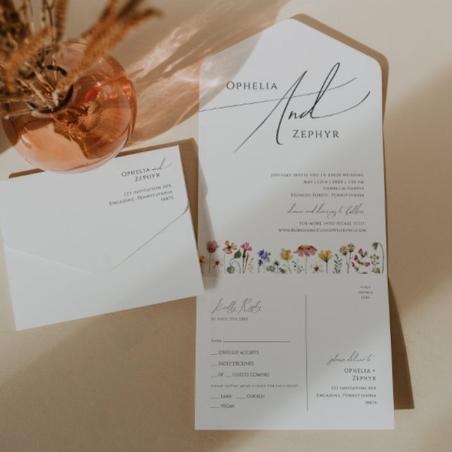 Colourful Wildflower | Simple Casual Seal and Send All In One Invitation (Creator Uploaded)