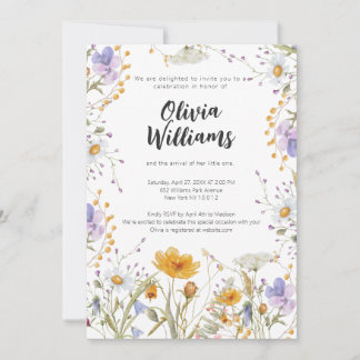 Colourful wildflower spring floral Baby Shower Invitation