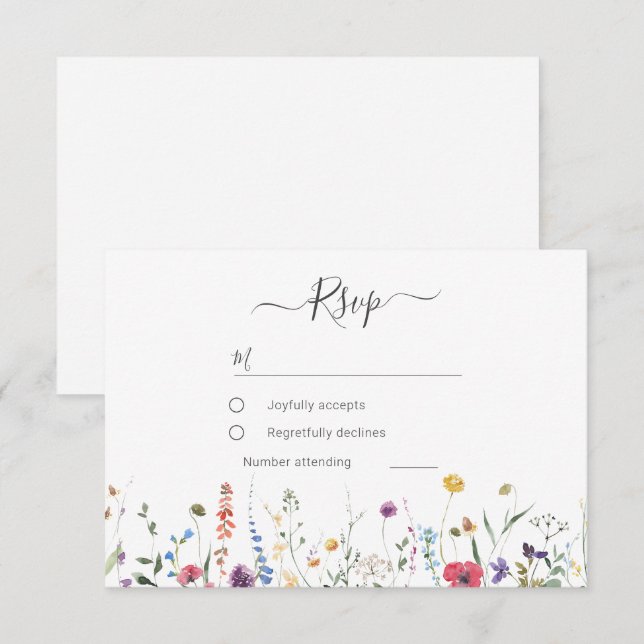 Colourful Wildflower Spring Summer Wedding RSVP Card (Front/Back)