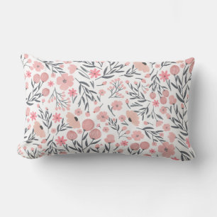 Colourful Wildflower Summer Floral White Lumbar Pillow