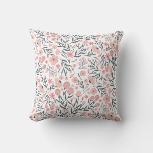 Colourful Wildflower Summer Floral White Throw Pillow