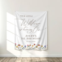 Colourful Wildflower Turning One Birthday Backdrop