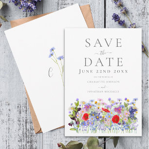 Colourful Wildflower Watercolor Boho Wedding Save The Date