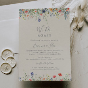 Colourful Wildflower We Do Again Vow Renewal Invitation