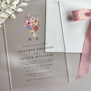 Colourful Wildflower Wedding Acrylic Invitations