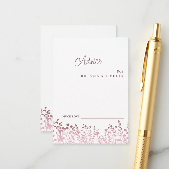 Colourful Wildflower Wedding Advice Card (Front/Back In Situ)