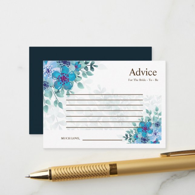 Colourful Wildflower Wedding Advice Card (Front/Back In Situ)