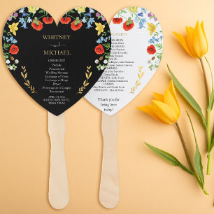 Colourful Wildflower Wedding Ceremony Program Hand Fan