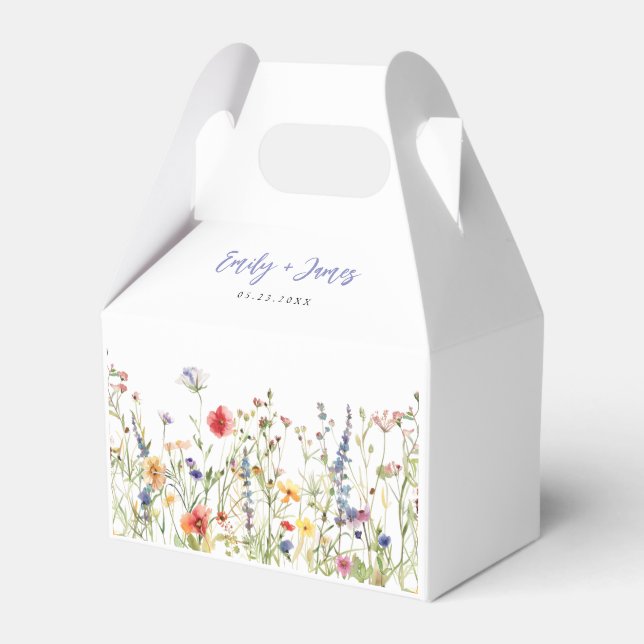 Colourful Wildflower Wedding Favor Box (Front Side)