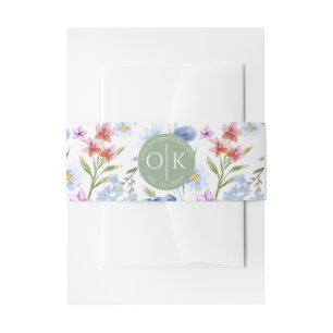 Colourful Wildflower Wedding Invitation Belly Band