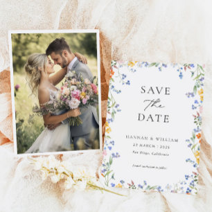 Colourful Wildflower Wedding Photo Save The Date