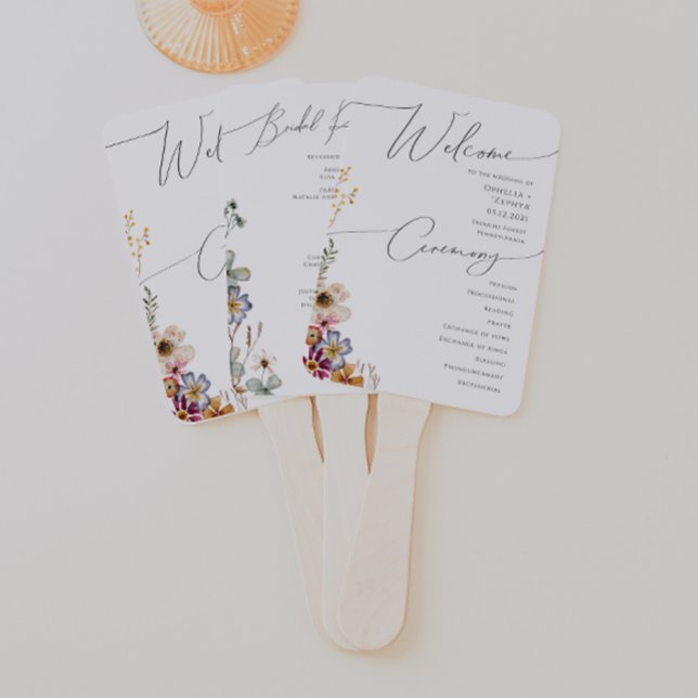 Colourful Wildflower | Wedding Program Hand Fan (Creator Uploaded)