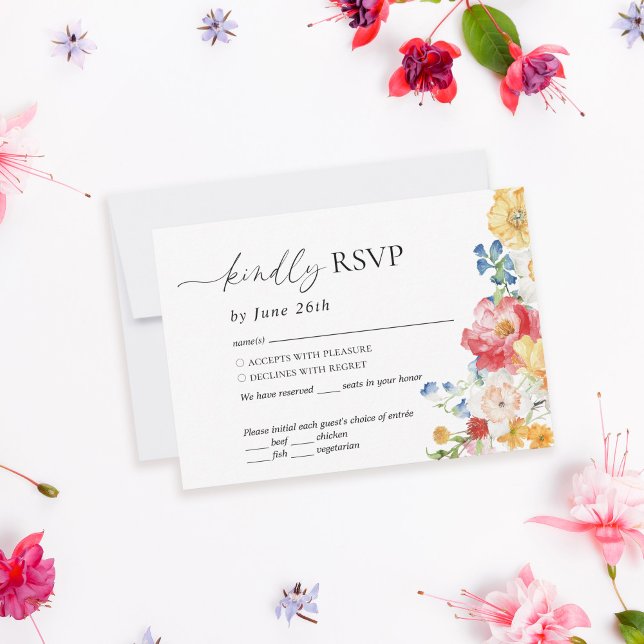 Colourful Wildflower Wedding RSVP Card (Creator Uploaded)