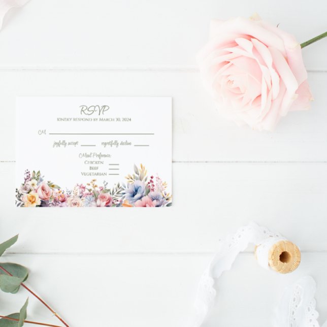 Colourful Wildflower Wedding RSVP Card (Creator Uploaded)