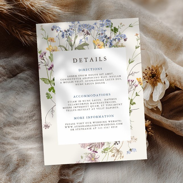 Colourful wildflower wedding templa Wedding Detail Enclosure Card (Colorful wildflower Wedding Details Enclosure Card)