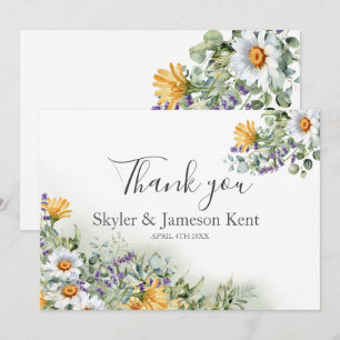 Colourful Wildflower Wedding Thank You Card