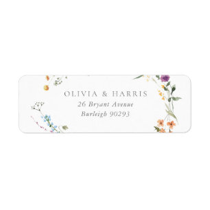 Colourful Wildflower Wreath Return Address