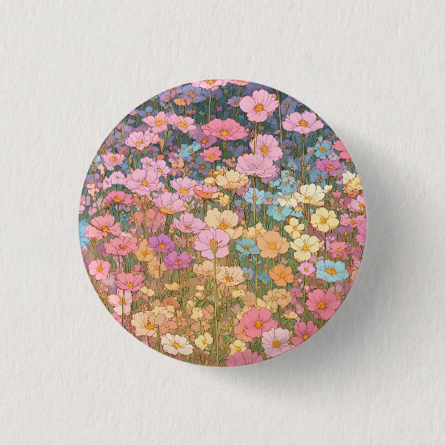 Colourful Wildflowers 1 Inch Round Button (Front)
