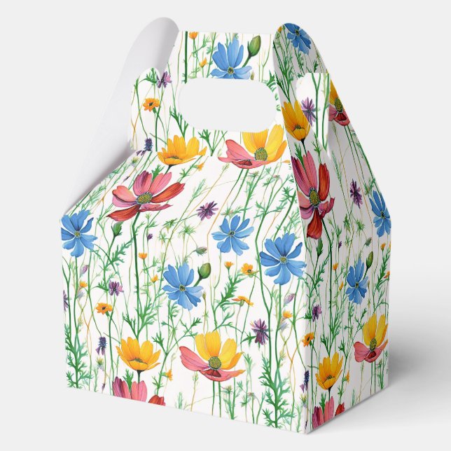Colourful Wildflowers and Green Grass Favor Box (Front)