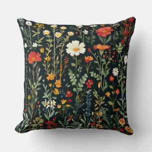 Colourful Wildflowers Arrangement Throw Pillow