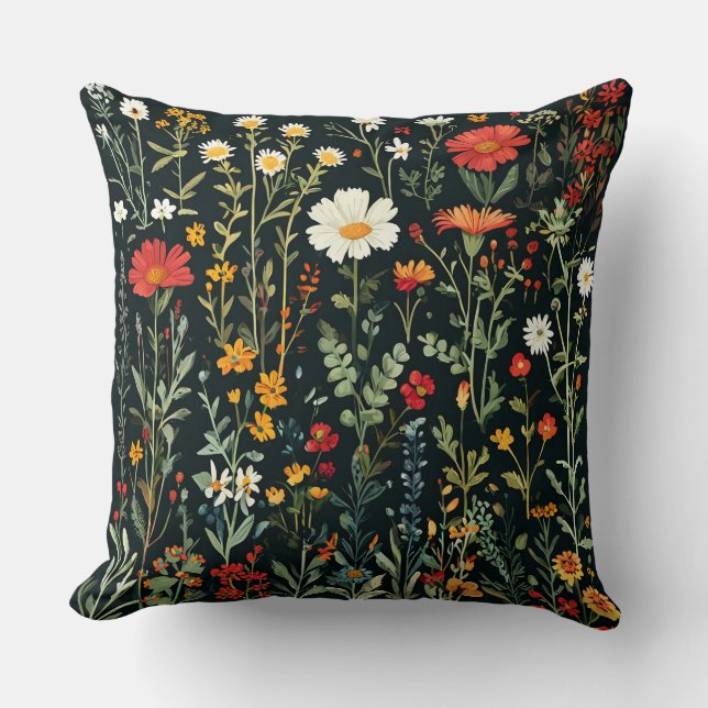 Colourful Wildflowers Arrangement  Throw Pillow (Front)