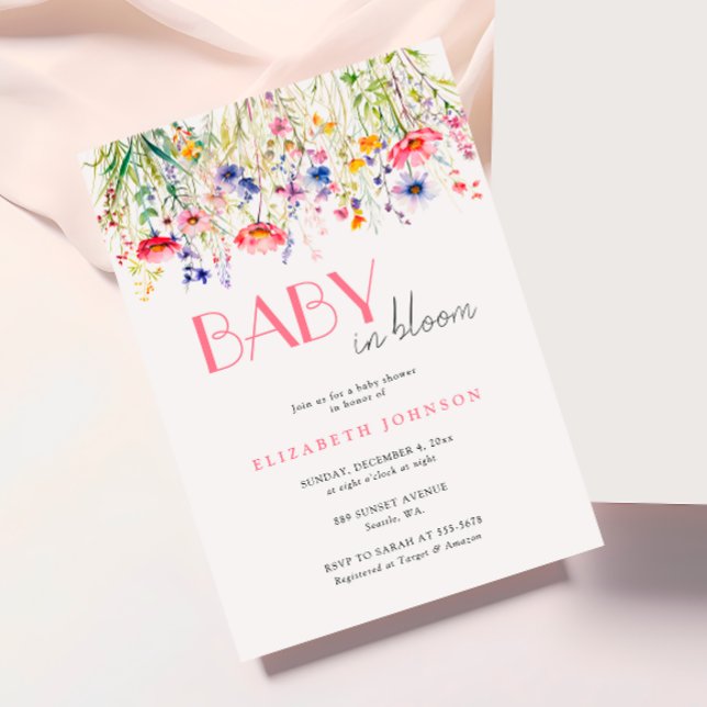 Colourful Wildflowers Baby In Bloom Baby Shower Invitation (Creator Uploaded)