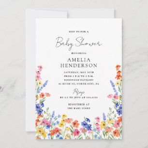 Colourful Wildflowers Baby Shower Invitation