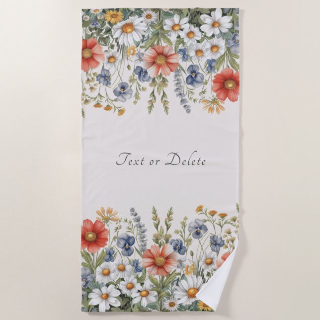 Colourful Wildflowers Beach Towel (Front)