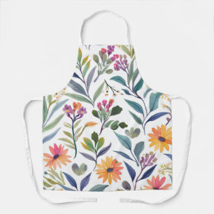 Colourful Wildflowers   Beautiful Floral Watercolo Apron