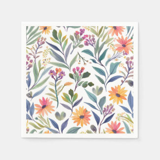 Colourful Wildflowers | Beautiful Floral Watercolo Napkin