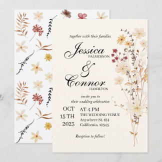 Colourful Wildflowers boho Wedding Invitation