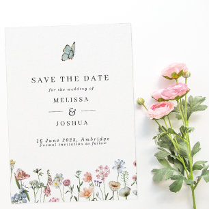 Colourful Wildflowers & Butterfly Wedding Save The Date