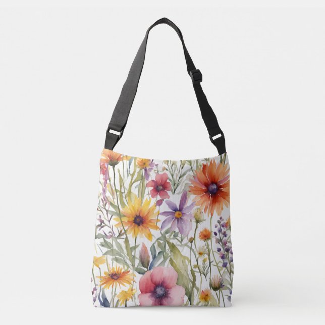 Colourful Wildflowers Crossbody Bag (Front)