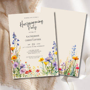 Colourful Wildflowers Custom Housewarming Party Invitation