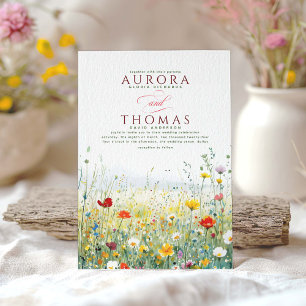 Colourful Wildflowers Elegant Nature Wedding Invitation