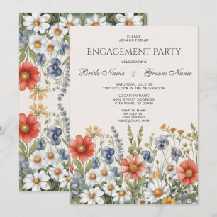 Colourful Wildflowers Engagement Invitation