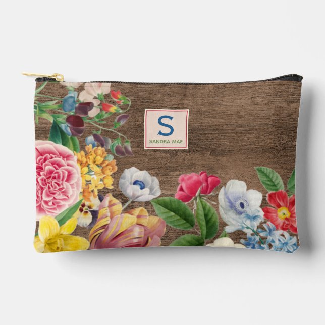 Colourful Wildflowers Floral Bouquet Art Pattern Accessory Pouch (Front)