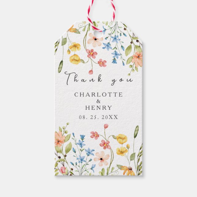 Colourful Wildflowers Garden Wedding  Gift Tag (Front)