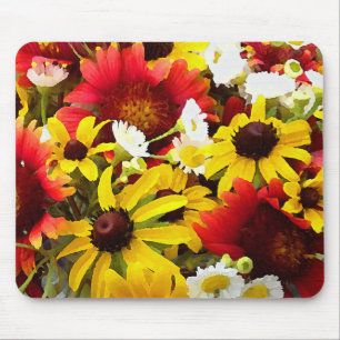 Colourful Wildflowers Impressionist Style Art Mouse Pad